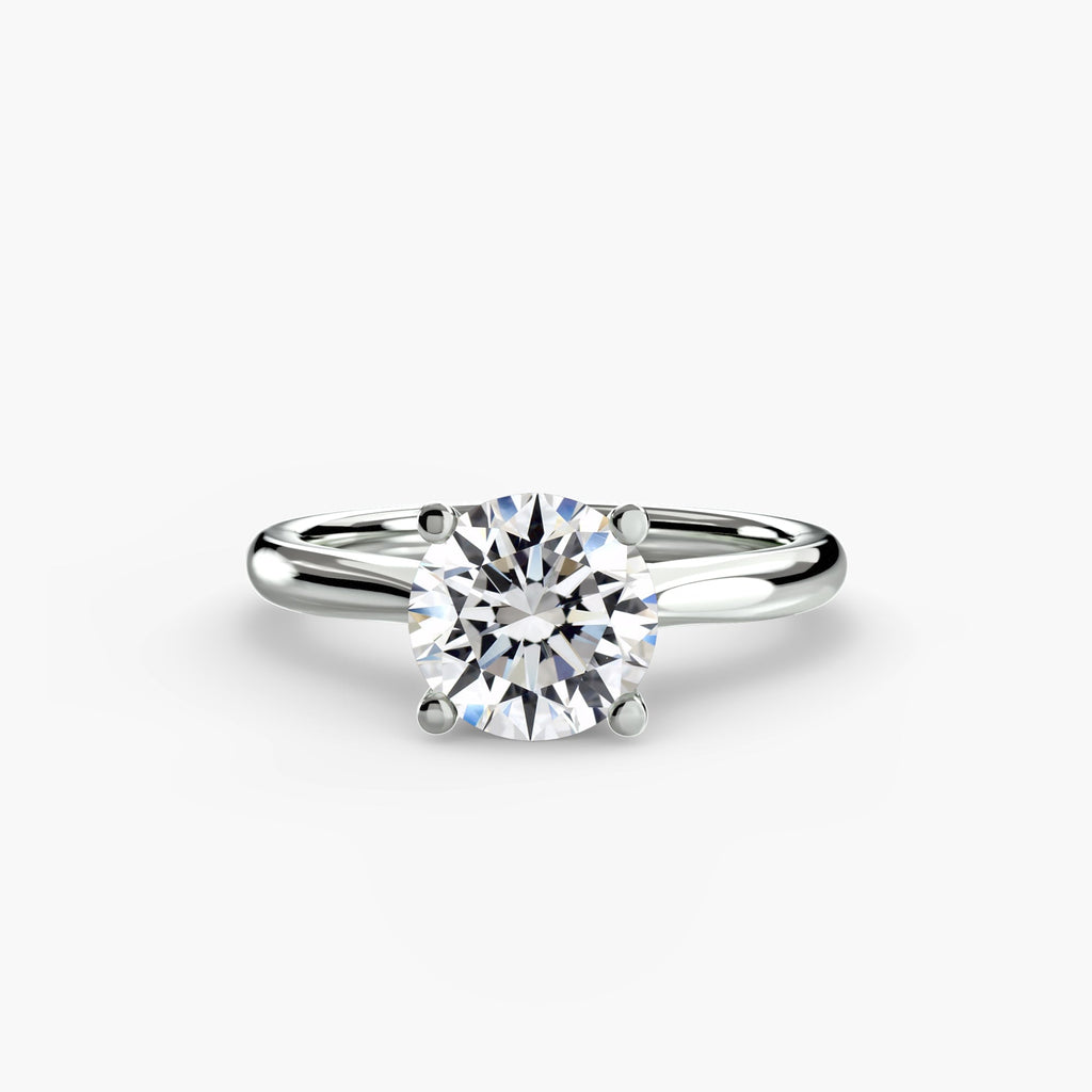 KIRARA lab-grown diamond solitaire ring with delicate accented band in Platinum 950, top view