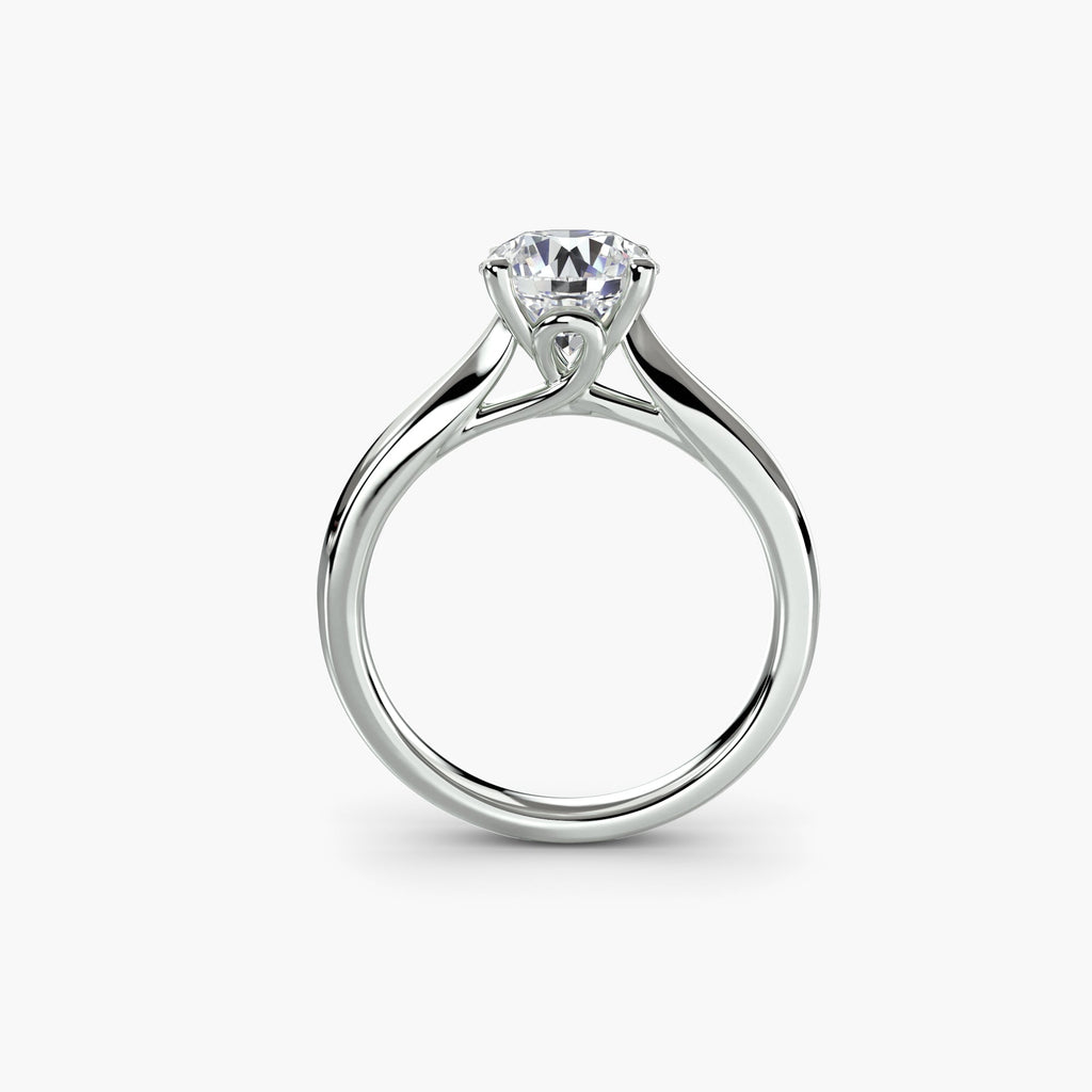 KIRARA lab-grown diamond solitaire ring with delicate accented band in Platinum 950, profile view
