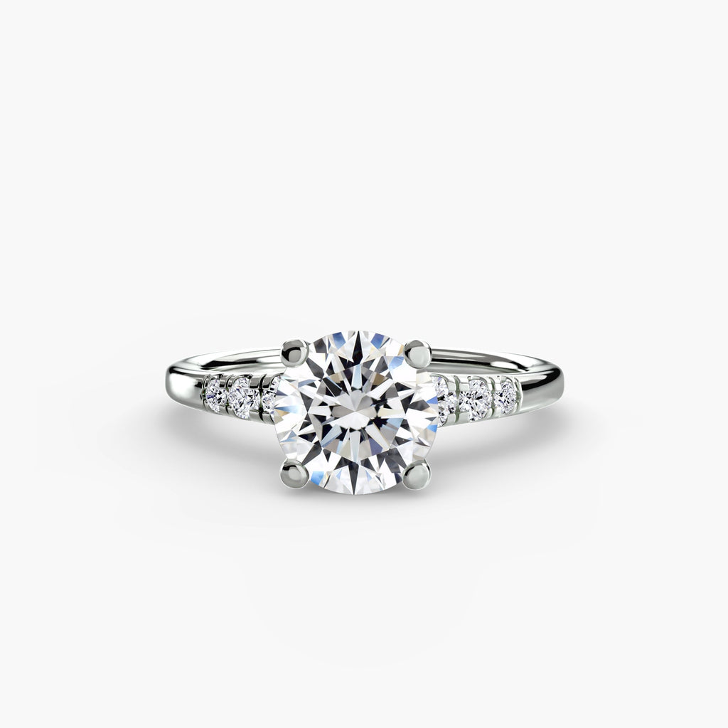 KIRARA lab-grown diamond solitaire ring with shoulder accents in Platinum 950, top view