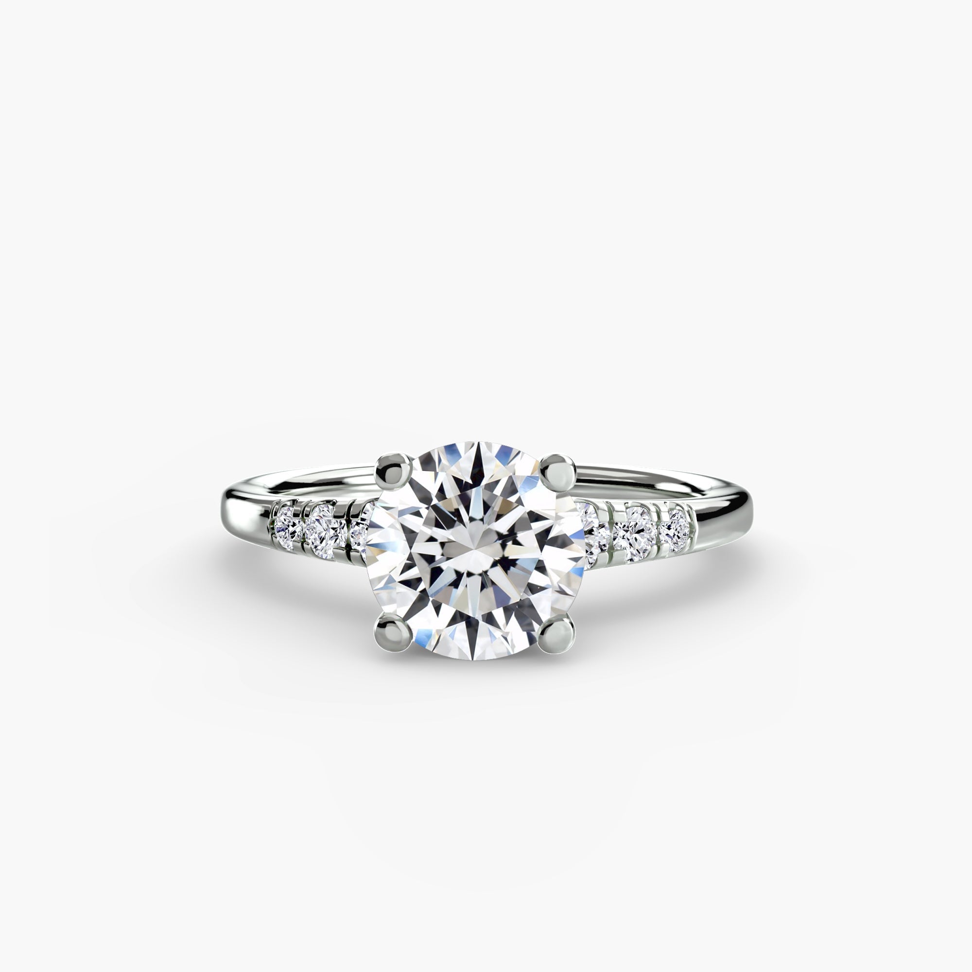KIRARA lab-grown diamond solitaire ring with shoulder accents in Platinum 950, top view