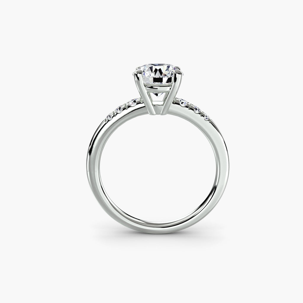 KIRARA lab-grown diamond solitaire ring with shoulder accents in Platinum 950, profile view