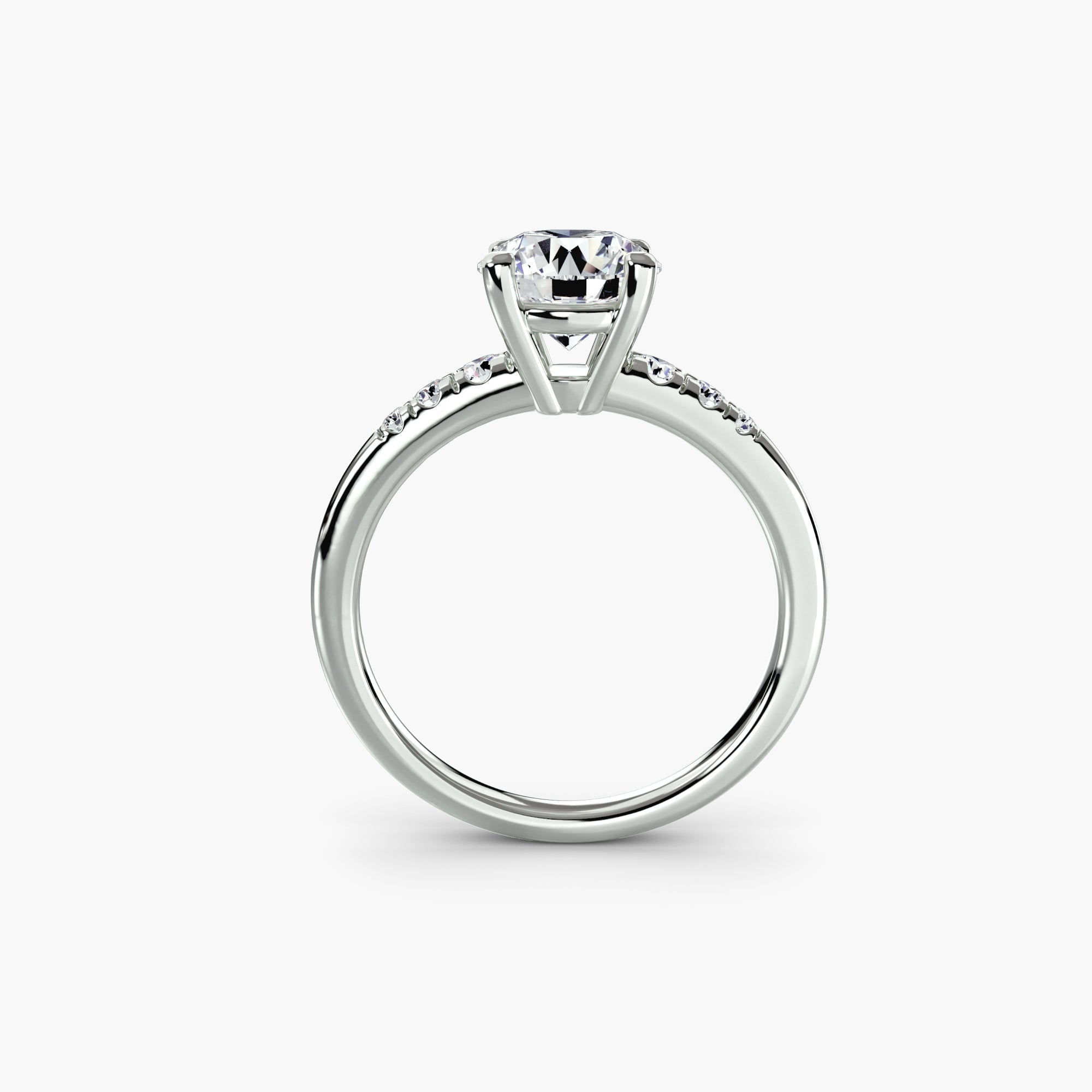 KIRARA lab-grown diamond solitaire ring with shoulder accents in Platinum 950, profile view